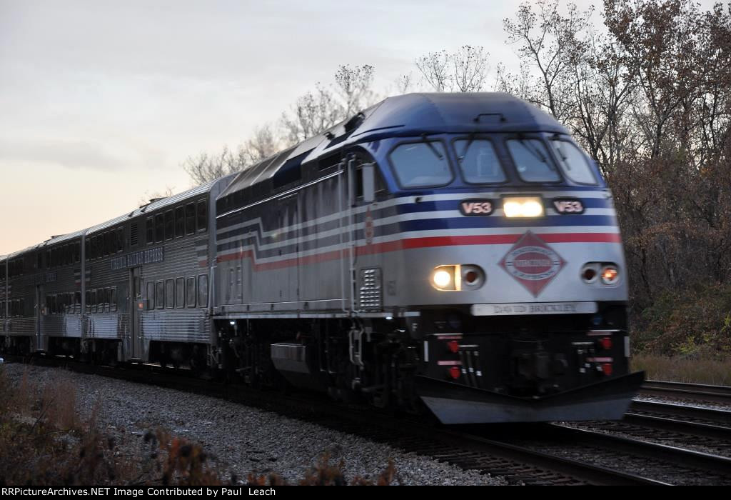 Outbound commuter approaches the station